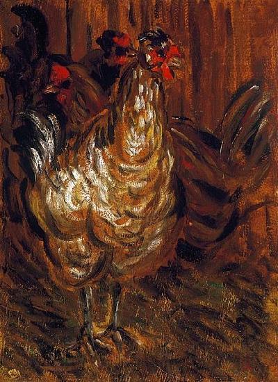 Jozsef Rippl-Ronai Cock and Hens Germany oil painting art